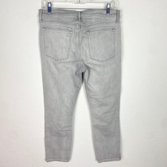 Helmut Lang Moto Cropped Skinny Jeans Size 30 Fog Wash Light Gray Ankle Zippers - Picture 5 of 10